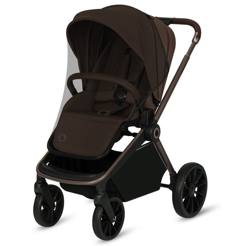 Lionelo Carucior pentru copii Mika Plus Mocha Mousse sport cadru din aluminiu copertina XXL spatar reglabil accesorii pana la 22 kg EN1888-1