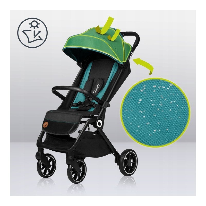 Lionelo Carucior sport Cloe Cu accesorii Cadru din aluminiu Sarcina maxim 22 kg Usor Pliere compacta pentru avion cu o singura mana Ideal pentru toate tipurile de suprafete 6 luni+ verde smarald