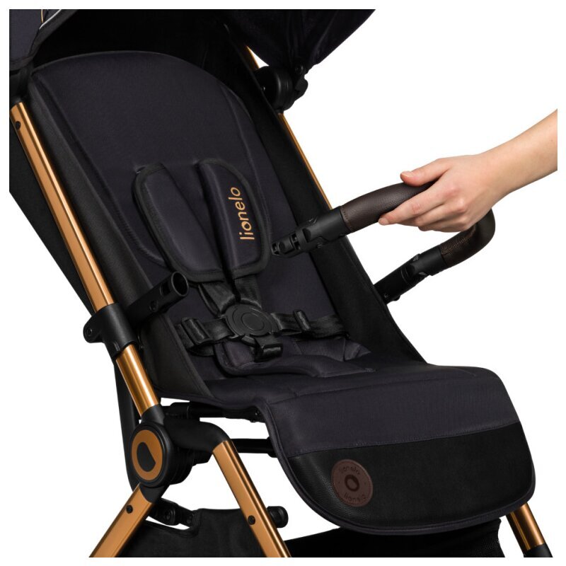 Lionelo Carucior sport Cloe Golden Moments Editie limitata Cu accesorii Cadru din aluminiu Sarcina maxima 22 kg Usor Pliere compacta pentru avion cu o singura mana Ideal pentru toate tipurile de suprafete 6 luni+ Negru