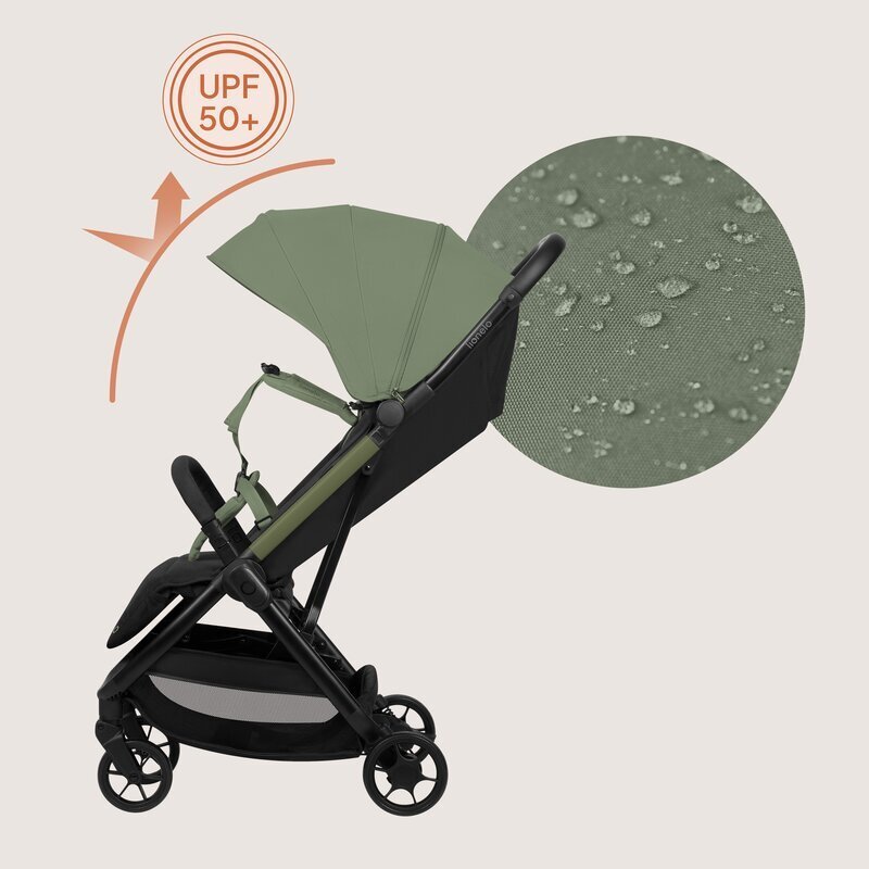 Lionelo Carucior sport Julie Air Verde Sage greutate redusa 75 kg sustine 22 kg 6 luni+ capotina impermeabila protectie SPF 50+ include suport sticla pliere compacta conform cu EN1888-1 si EN1888-2