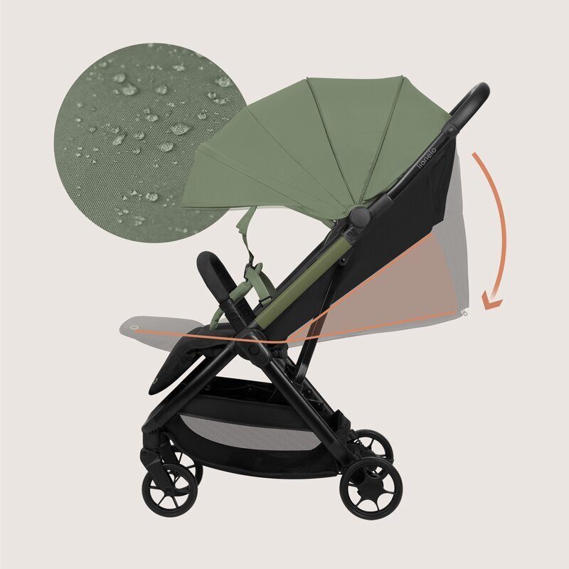 Lionelo Carucior sport Julie Air Verde Sage greutate redusa 75 kg sustine 22 kg 6 luni+ capotina impermeabila protectie SPF 50+ include suport sticla pliere compacta conform cu EN1888-1 si EN1888-2