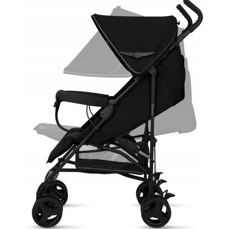 Lionelo Carucior sport pentru copii Elia Negru cu plasa de tantari suport de picioare reglabil spatar ajustabil in 4 pozitii capotina XXL pliere tip umbrela capacitate 15 kg 6 luni+