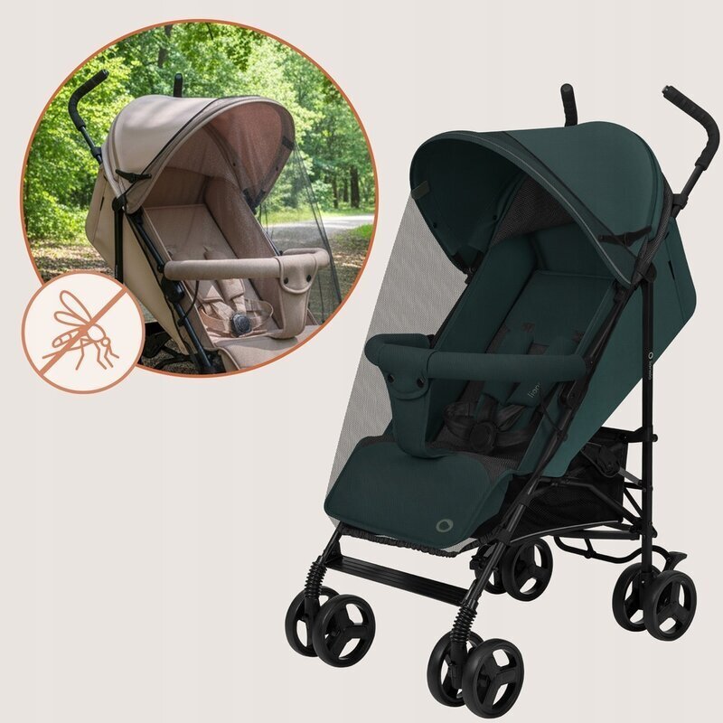 Lionelo Carucior sport pentru copii Elia Verde Grafit cu plasa de tantari suport de picioare reglabil spatar ajustabil in 4 pozitii capotina XXL pliere tip umbrela capacitate 15 kg 6 luni+