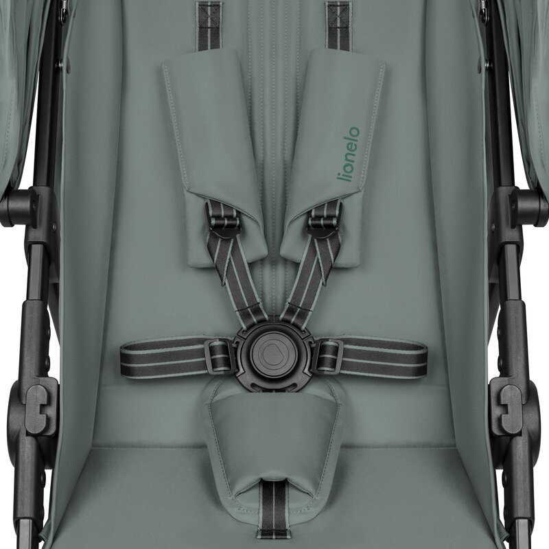 Lionelo Carucior sport pentru copii Emerald verde pliere cu o mana copertina XXL UPF 50+ spatar reglabil suspensie completa roti EVA 6-48 luni greutate admisa 22 kg