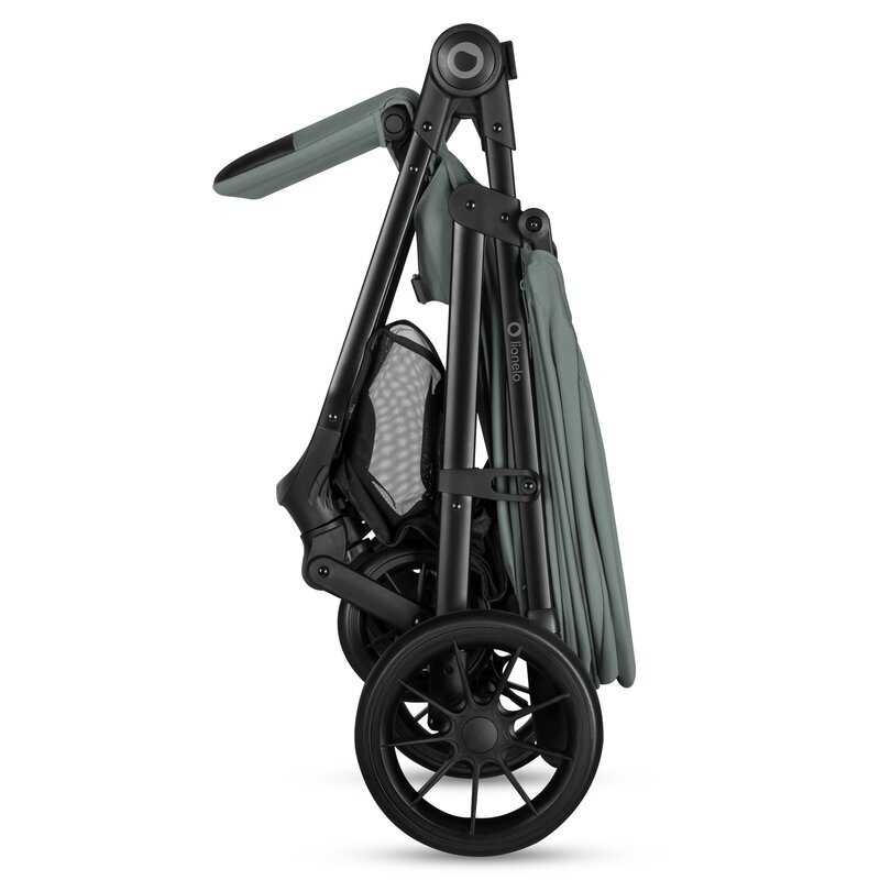 Lionelo Carucior sport pentru copii Emerald verde pliere cu o mana copertina XXL UPF 50+ spatar reglabil suspensie completa roti EVA 6-48 luni greutate admisa 22 kg