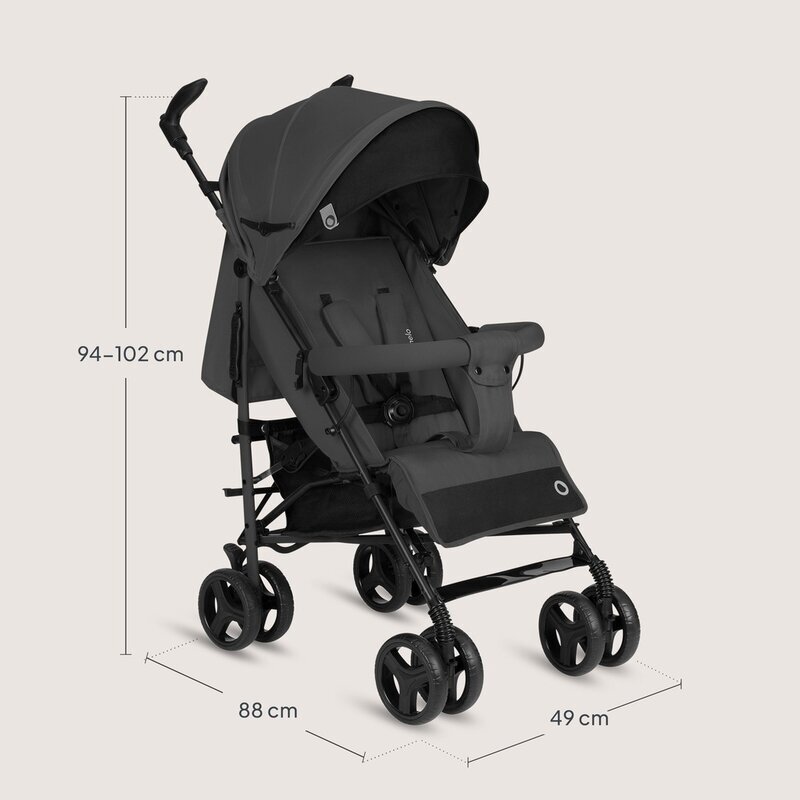 Lionelo Carucior sport pentru copii Irma Gri Inchis compact spatar ajustabil in 4 pozitii suport picioare reglabil manere rotative pliere tip umbrela 6-36 luni pana la 15 kg