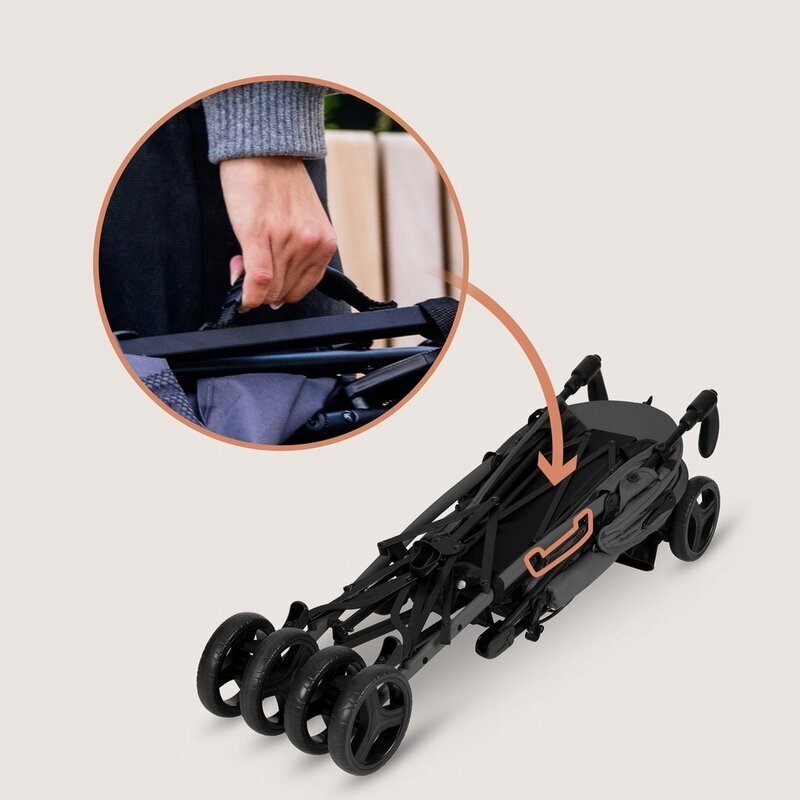 Lionelo Carucior sport pentru copii Irma Gri Inchis compact spatar ajustabil in 4 pozitii suport picioare reglabil manere rotative pliere tip umbrela 6-36 luni pana la 15 kg