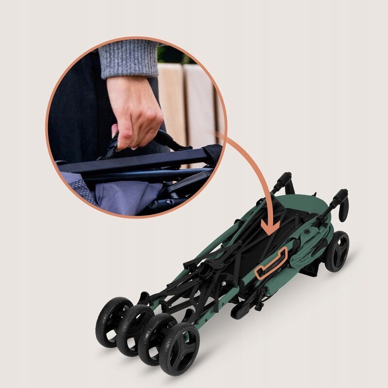Lionelo Carucior sport pentru copii Irma Verde Smarald compact spatar ajustabil in 4 pozitii suport picioare reglabil manere rotative pliere tip umbrela 6-36 luni pana la 15 kg
