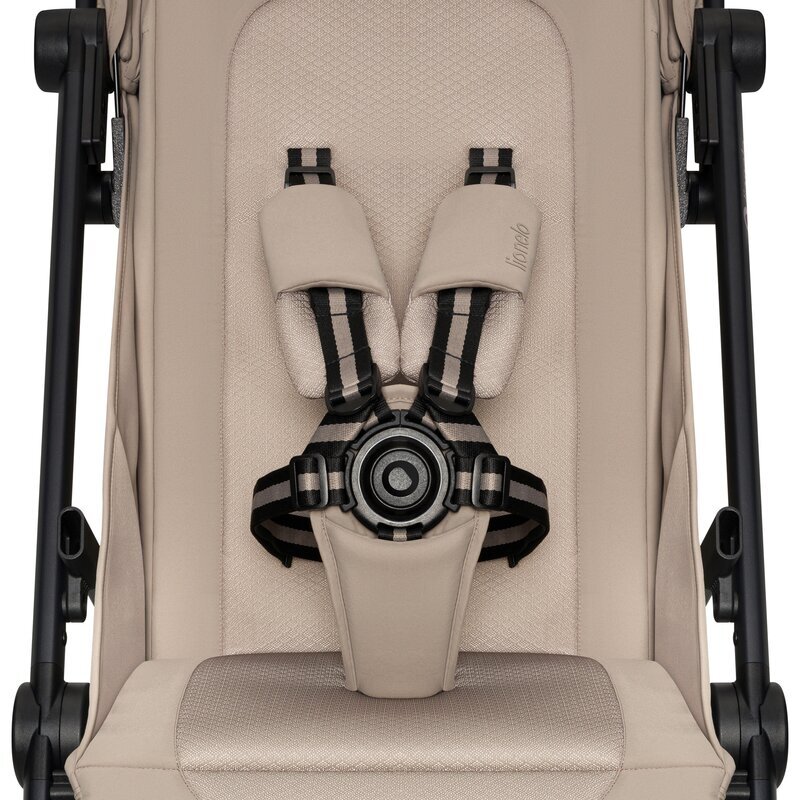 Lionelo Carucior sport pentru copii Tansi bej cu pliere automata ultracompact manevrare cu o mana roti cu tehnologie GravelTech spatar si suport picioare reglabile 6-48 luni greutate admisa 22 kg