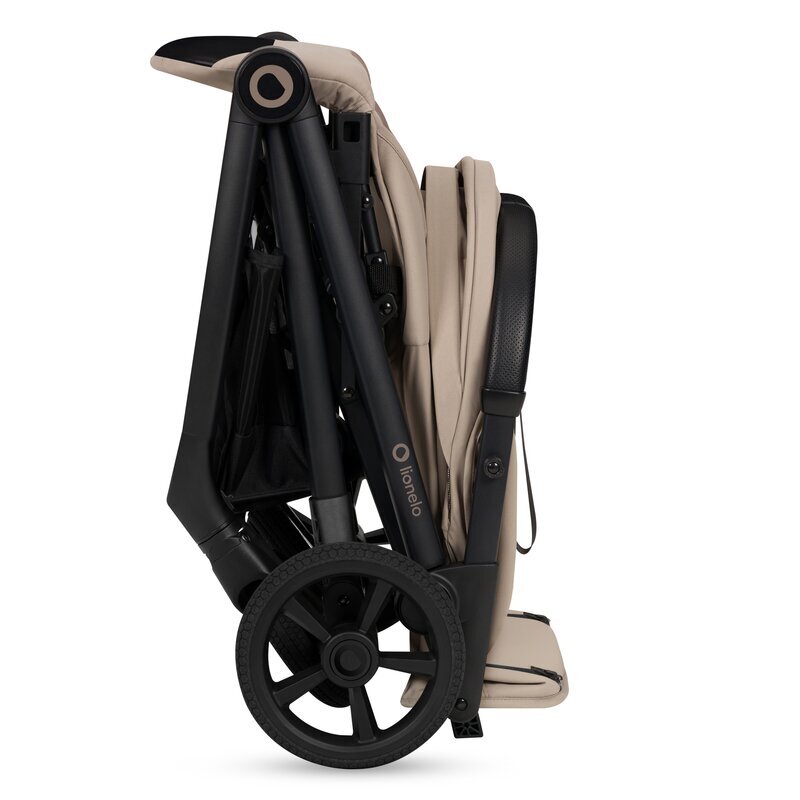 Lionelo Carucior sport pentru copii Tansi bej cu pliere automata ultracompact manevrare cu o mana roti cu tehnologie GravelTech spatar si suport picioare reglabile 6-48 luni greutate admisa 22 kg