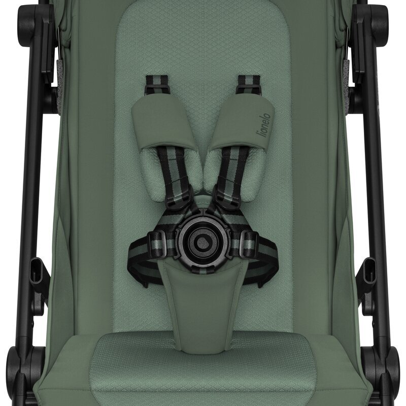 Lionelo Carucior sport pentru copii Tansi verde cu pliere automata ultracompact manevrare cu o mana roti cu tehnologie GravelTech spatar si suport picioare reglabile 6-48 luni greutate admisa 22 kg