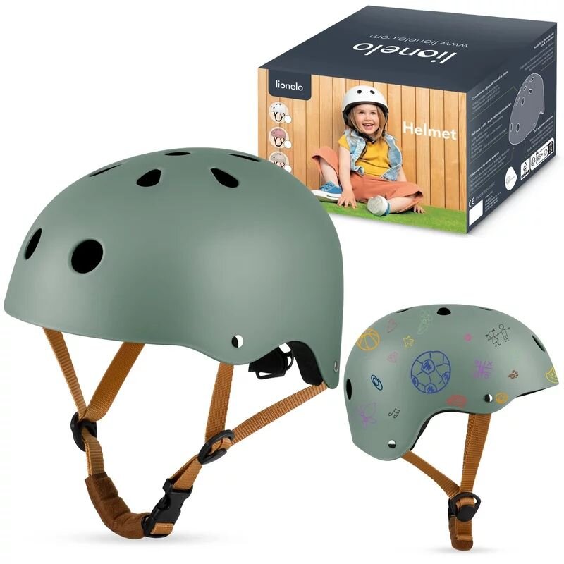 Lionelo Casca pentru copii Green Sage reglabila 50-56 cm din ABS si EPS conform cu standardul EN1078