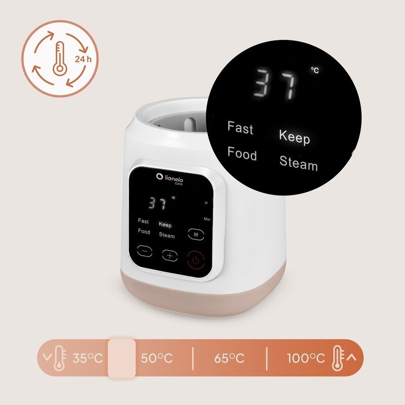 Lionelo Incalzitor biberoane ThermUp 3.0 Alb 6 in 1 incalzire decongelare sterilizare mentinerea temperaturii 400 W 35-100C panou de comanda tactil fara BPA oprire automata placa de incalzire din teflon