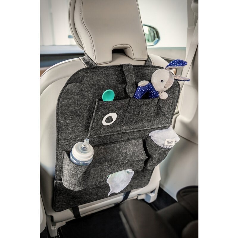 Lionelo Organizator auto 2 in 1 si proctectie spatar auto cu multiple buzunare 70x55x40 cm gri