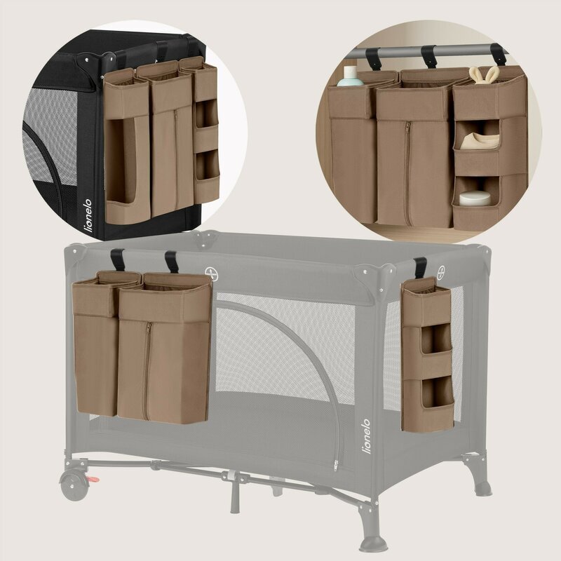 Lionelo Organizator multifunctional Sidepocket L Bej 3 parti independente cu multiple buzunare universal 58x11x58 cm