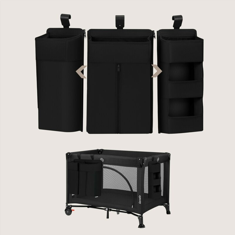 Lionelo Organizator multifunctional Sidepocket L Negru 3 parti independente cu multiple buzunare universal 58x11x58 cm