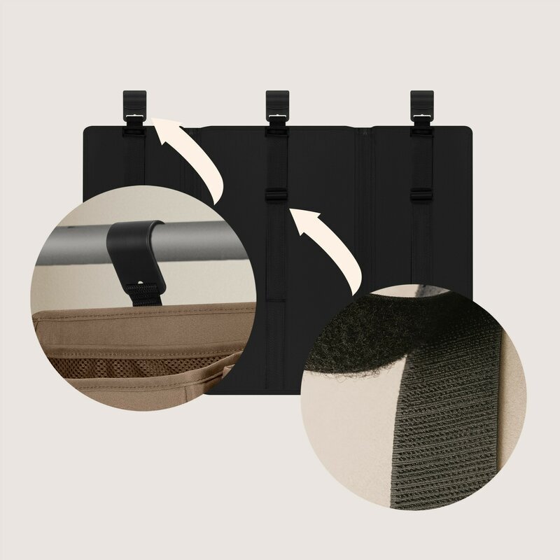 Lionelo Organizator multifunctional Sidepocket L Negru 3 parti independente cu multiple buzunare universal 58x11x58 cm