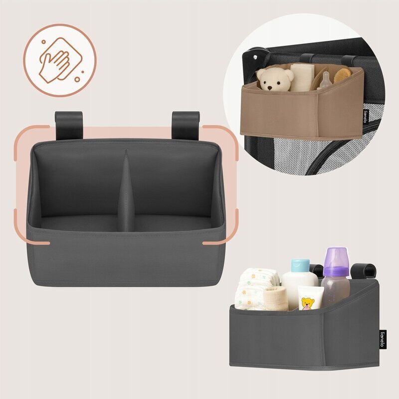 Lionelo Organizator multifunctional Sidepocket S Gri 2 compartimente universal 26x12x15 cm