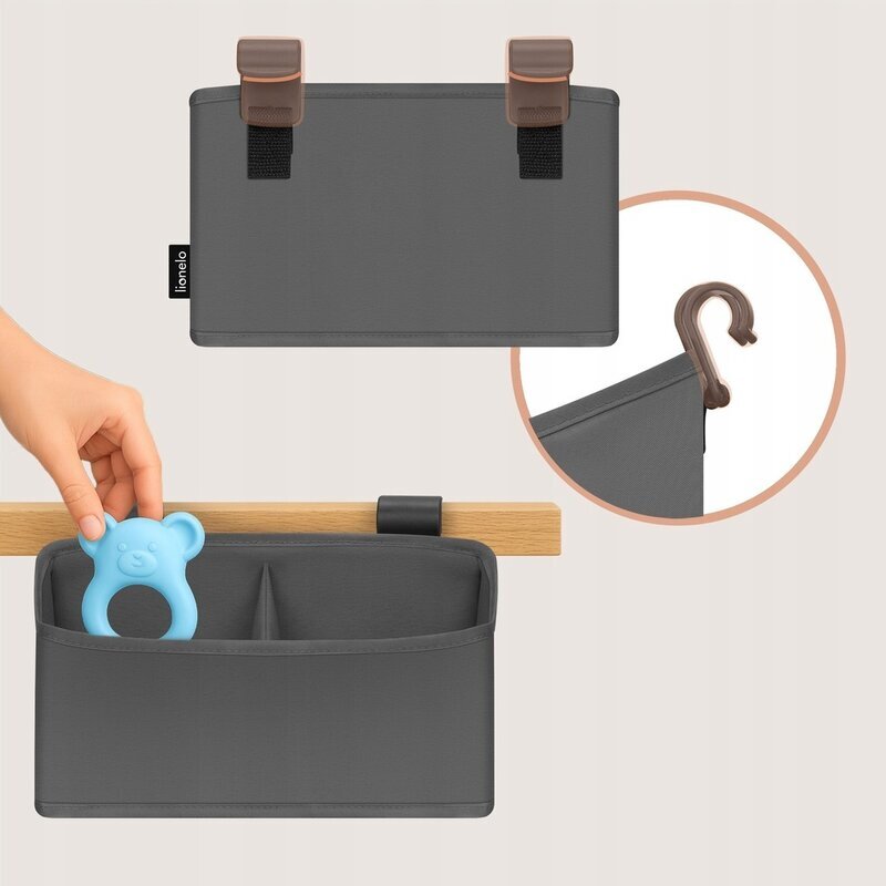 Lionelo Organizator multifunctional Sidepocket S Gri 2 compartimente universal 26x12x15 cm