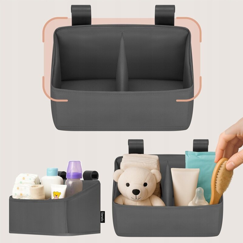 Lionelo Organizator multifunctional Sidepocket S Gri 2 compartimente universal 26x12x15 cm