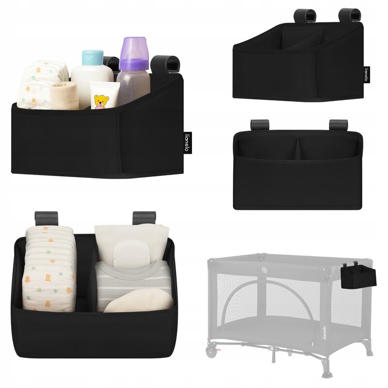Lionelo Organizator multifunctional Sidepocket S Negru 2 compartimente universal 26x12x15 cm