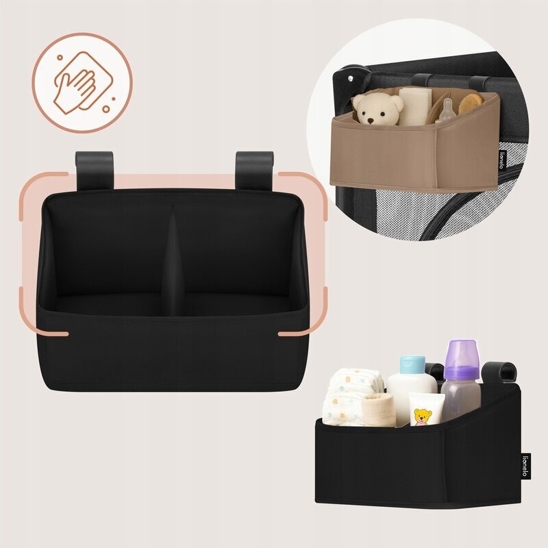 Lionelo Organizator multifunctional Sidepocket S Negru 2 compartimente universal 26x12x15 cm