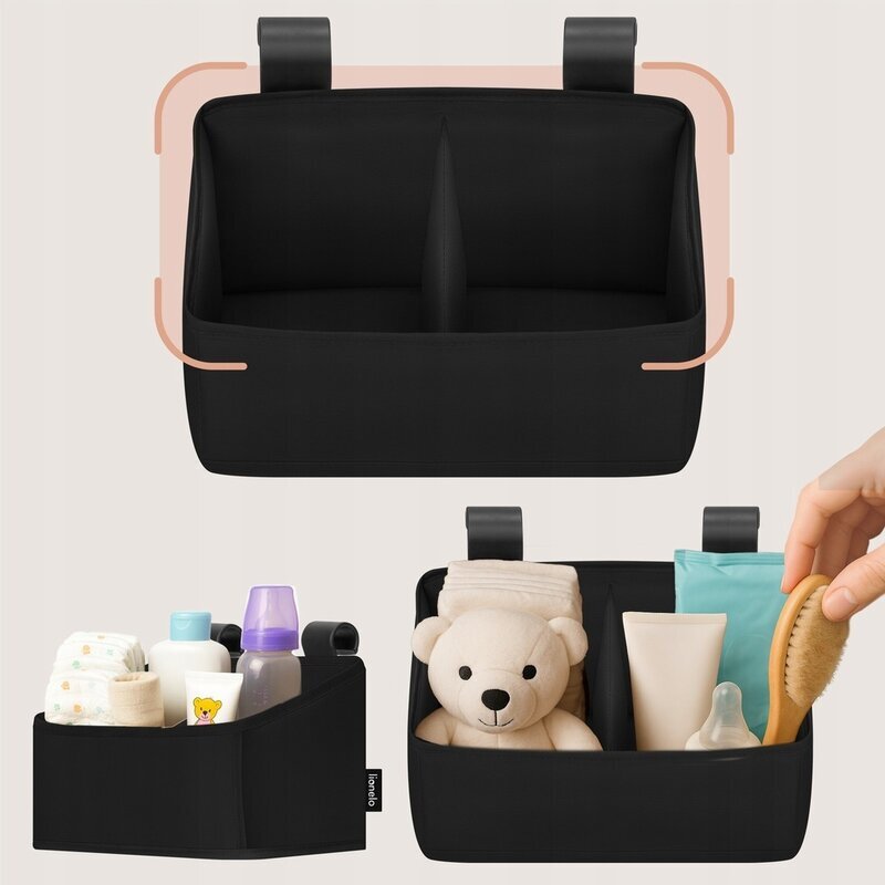 Lionelo Organizator multifunctional Sidepocket S Negru 2 compartimente universal 26x12x15 cm