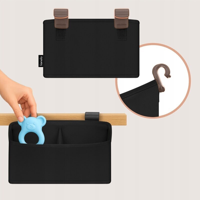 Lionelo Organizator multifunctional Sidepocket S Negru 2 compartimente universal 26x12x15 cm
