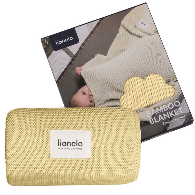 Lionelo Paturica tricotata multifunctionala din bambus 100x75 cm Galben