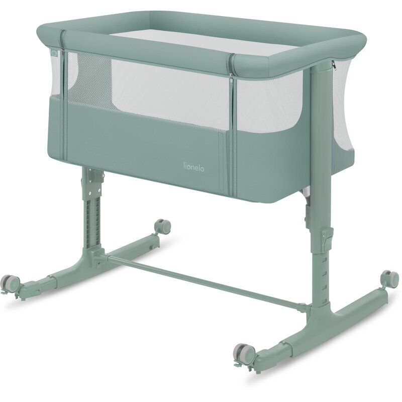 Lionelo Patut co-sleeper 3 in 1 Aurora Verde cu leganare si setare unghiulara saltea geanta transport reglabil in 5 pozitii pe inaltime greutate suportata 9 kg 85x60x66 cm