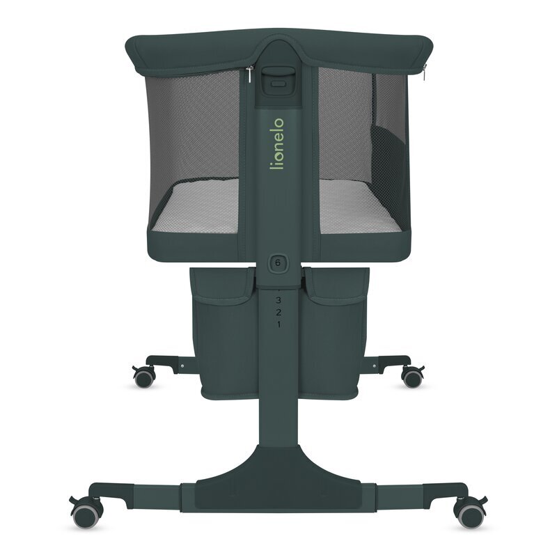 Lionelo Patut co-sleeper Jodie Verde inchis multifunctional reglabil cu saltea functie de leganare plasa de tantari si geanta de transport 84x48x70-80 cm