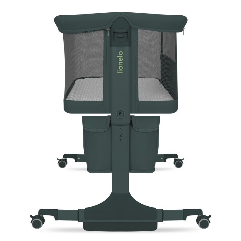Lionelo Patut co-sleeper Jodie Verde inchis multifunctional reglabil cu saltea functie de leganare plasa de tantari si geanta de transport 84x48x70-80 cm