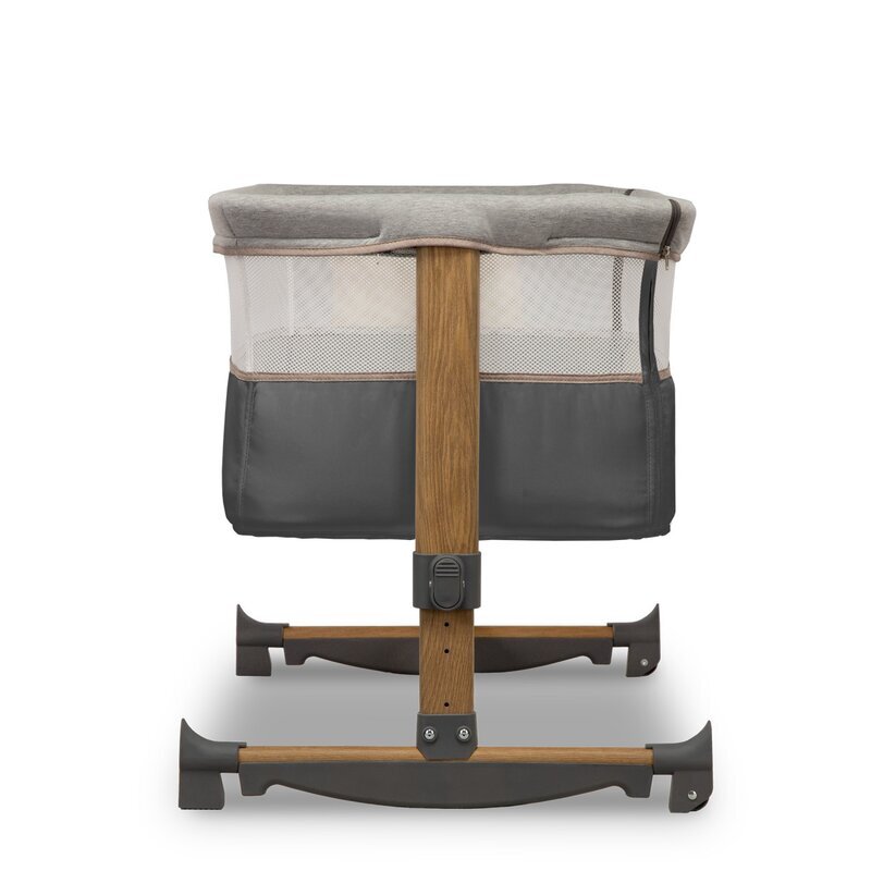 Lionelo Patut co-sleeper Leonie Grey Sand cu sistem de leganare setare unghiulara reglabil pe inaltime conform cu standardele europeane de securitate EN1130 si EN16890