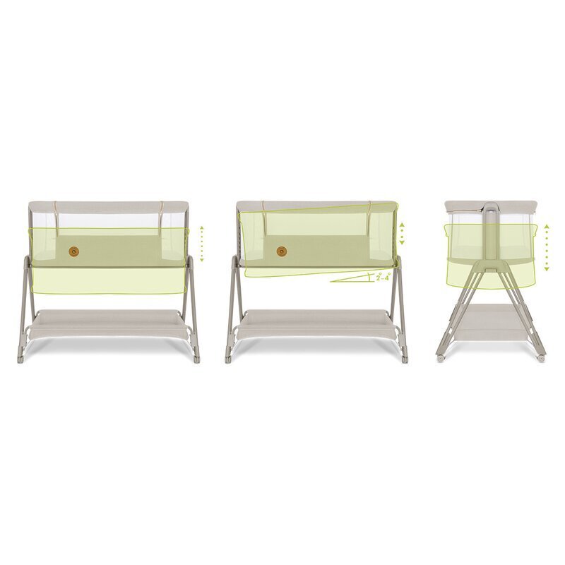 Lionelo Patut co-sleeper Luna 2 in 1 Bej cu saltea reglabila pe inaltime cos depozitare