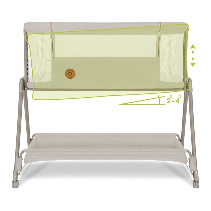 Lionelo Patut co-sleeper Luna 2 in 1 Bej cu saltea reglabila pe inaltime cos depozitare