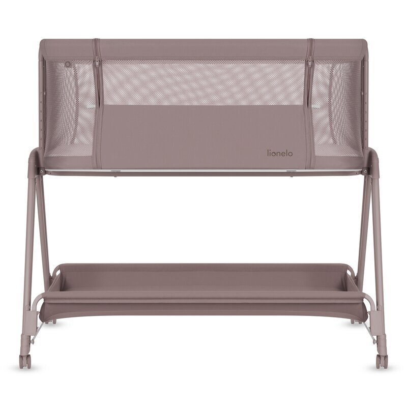 Lionelo Patut co-sleeper Luna 2 in 1 bej inchis reglabil in 6 pozitii pe inaltime cu laterala culisanta si roti