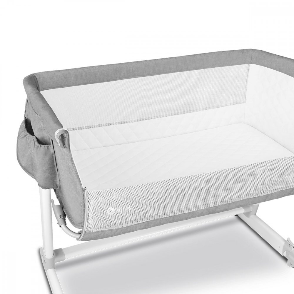 Lionelo Patut co-sleeper Theo Grey 2 in 1 cu setare unghiulara reglabil pe inaltime laterala culisanta standard European EN 1130