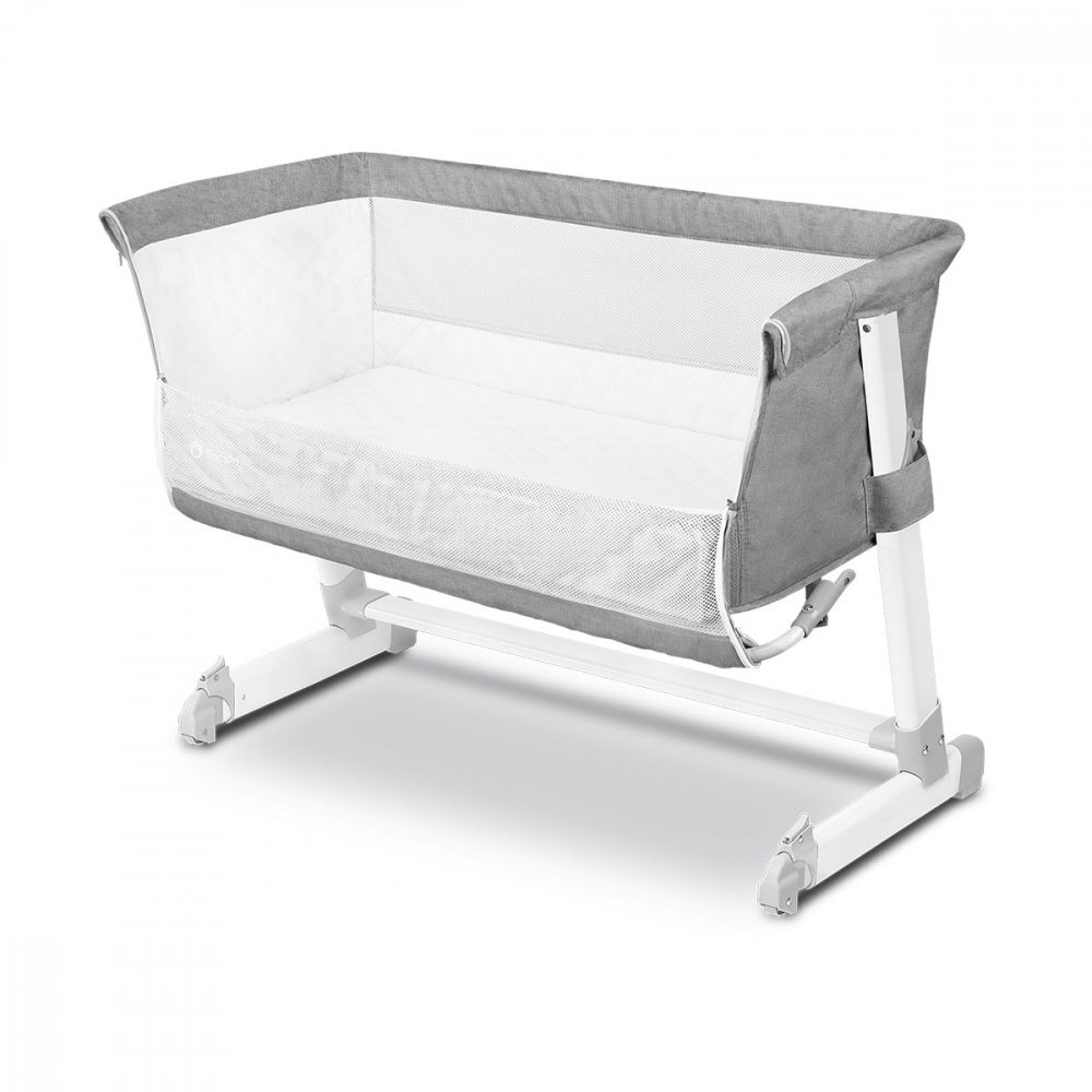 Lionelo Patut co-sleeper Theo Grey 2 in 1 cu setare unghiulara reglabil pe inaltime laterala culisanta standard European EN 1130