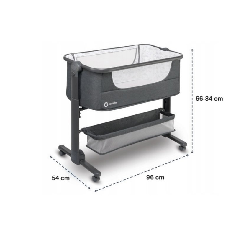 Lionelo Patut co-sleeper Timon Gri 3 in 1 pliabil cu setare unghiulara reglabil in 6 pozitii pe inaltime dimensiune 90x50 cm