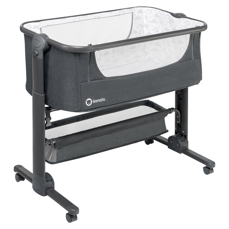 Lionelo Patut co-sleeper Timon Gri 3 in 1 pliabil cu setare unghiulara reglabil in 6 pozitii pe inaltime dimensiune 90x50 cm