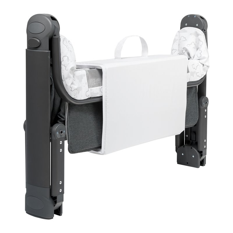 Lionelo Patut co-sleeper Timon Gri 3 in 1 pliabil cu setare unghiulara reglabil in 6 pozitii pe inaltime dimensiune 90x50 cm