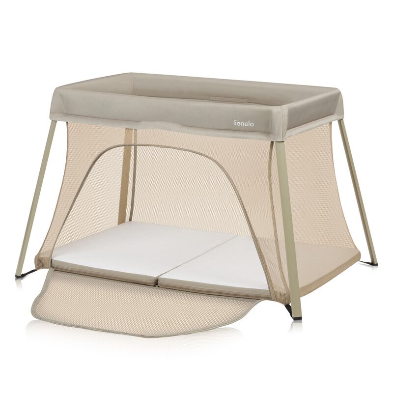 Lionelo Patut multifunctional Alice Bej 3 in 1 pliabil 0 luni+ 2 trepte de inaltime pentru saltea material rezistent Oxford 300D cu iesire laterala geanta de transport pana 15 kg 104x70x74 cm