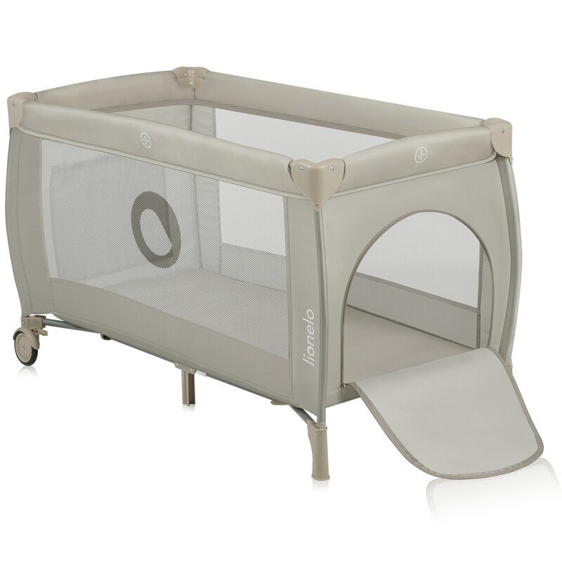 Lionelo Patut pentru copii Stefi Plus Bej Pliabil Cu doua nivele Intrare laterala cu fermoar 2 roti 120 x 60 cm Conform cu standardul european de securitate EN 716
