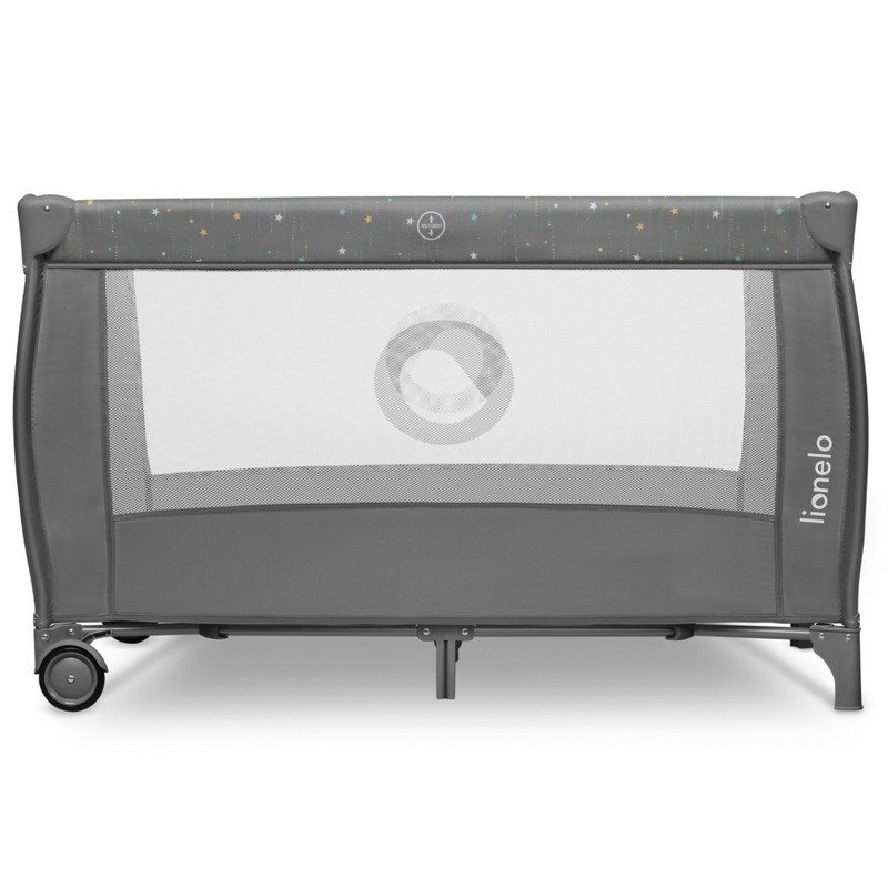 Lionelo Patut pentru copii Stefi Plus GriMulticolor Pliabil Cu doua nivele Intrare laterala cu fermoar 2 roti 120 x 60 cm Conform cu standardul european de securitate EN 716