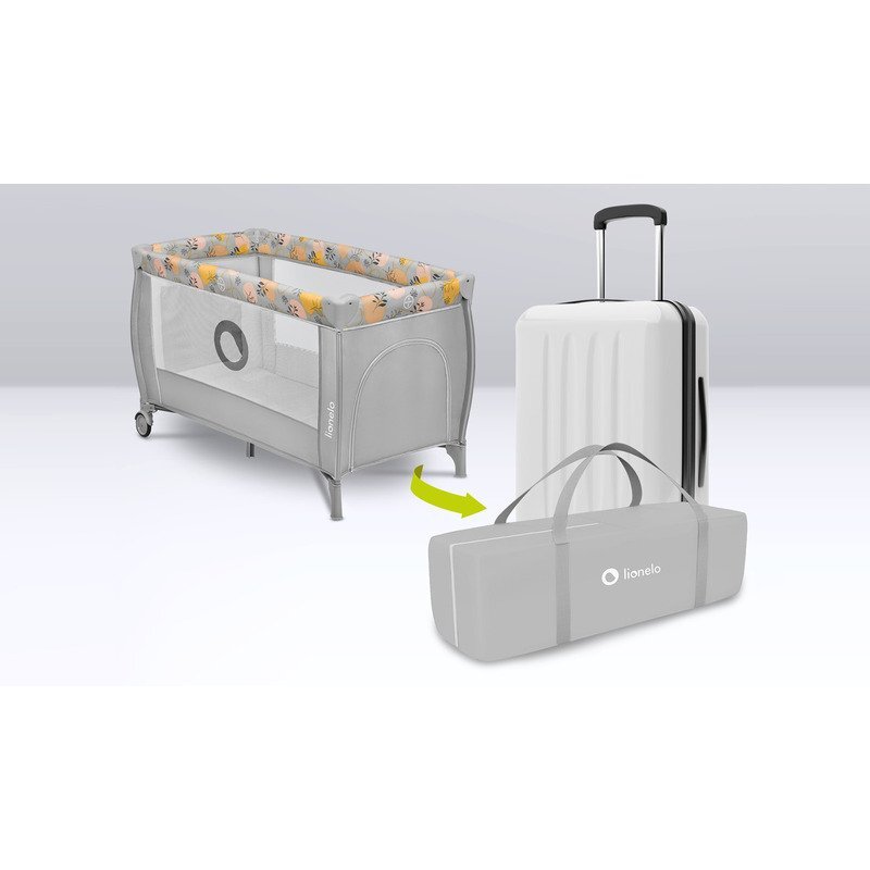 Lionelo Patut pentru copii Stefi Plus RozGalben Pliabil Cu doua nivele Intrare laterala cu fermoar 2 roti 120 x 60 cm Conform cu standardul european de securitate EN 716