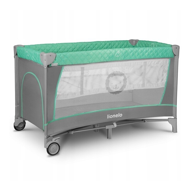 Lionelo Patut pliabil Flower Turquoise cu doua nivelearcada masuta de infasat bara cu jucarii Conform cu standardele europeane de securitate EN 716 si EN12221