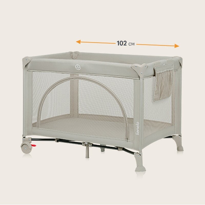 Lionelo Patut pliabil Laura 102 x 74 cm Cu doua nivele Functie de tarc Cu roti Include salteluta si geanta de transport Pereti din plasa Deschidere laterala Pana la 15 kg 0 luni + Bej