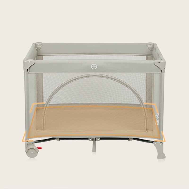 Lionelo Patut pliabil Laura 102 x 74 cm Cu doua nivele Functie de tarc Cu roti Include salteluta si geanta de transport Pereti din plasa Deschidere laterala Pana la 15 kg 0 luni + Bej