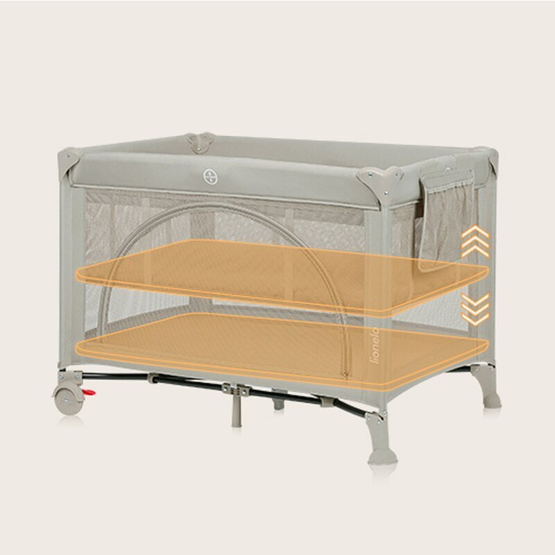 Lionelo Patut pliabil Laura 102 x 74 cm Cu doua nivele Functie de tarc Cu roti Include salteluta si geanta de transport Pereti din plasa Deschidere laterala Pana la 15 kg 0 luni + Bej