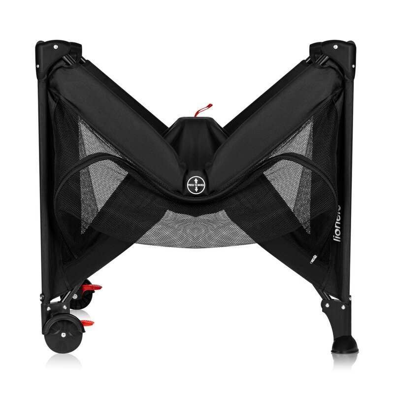 Lionelo Patut pliabil Laura 102 x 74 cm Cu doua nivele Functie de tarc Cu roti Include salteluta si geanta de transport Pereti din plasa Deschidere laterala Pana la 15 kg 0 luni + Negru